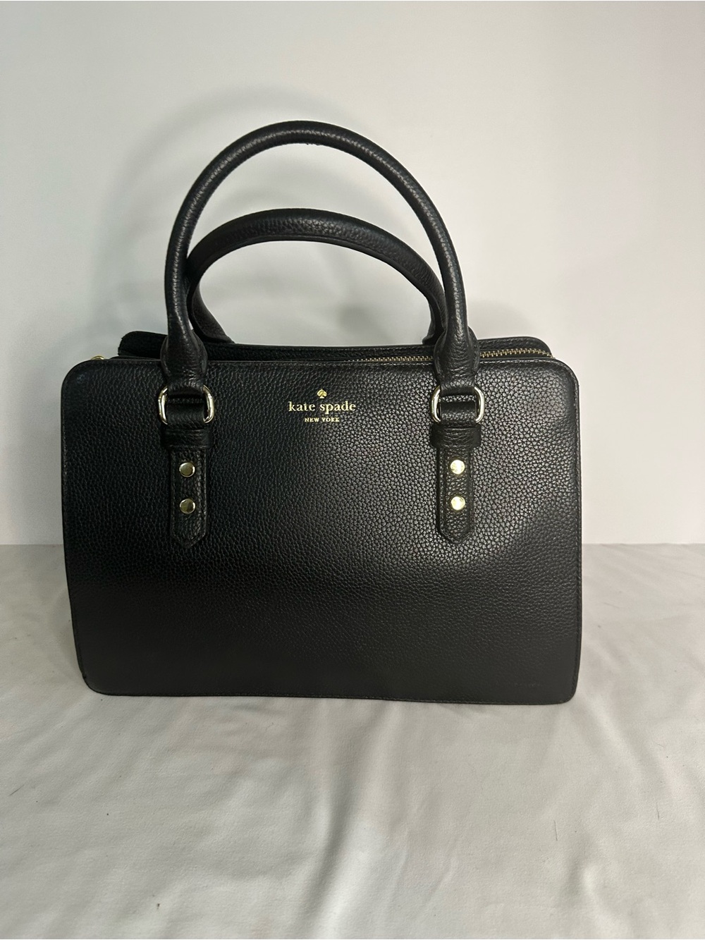 Kate Spade Mulberry Street Lise Black Pebbled Leather Top-Handle Satchel